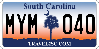 SC license plate MYM040