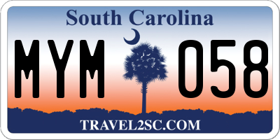 SC license plate MYM058