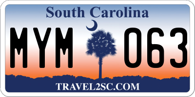 SC license plate MYM063