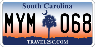 SC license plate MYM068
