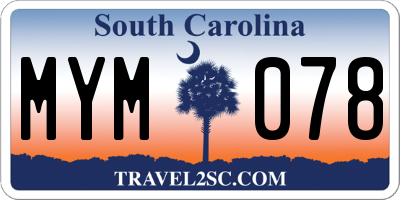 SC license plate MYM078