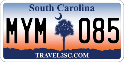 SC license plate MYM085