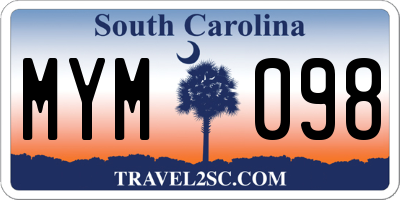 SC license plate MYM098