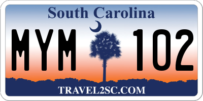 SC license plate MYM102