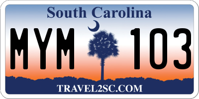 SC license plate MYM103