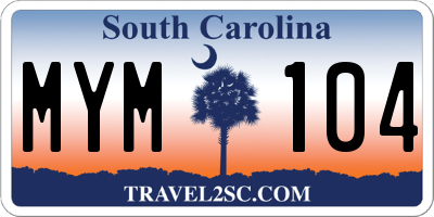 SC license plate MYM104