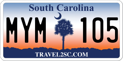 SC license plate MYM105
