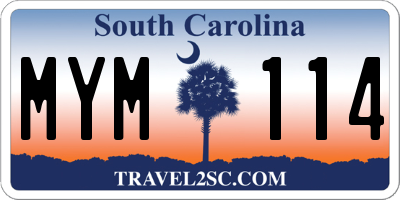 SC license plate MYM114