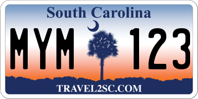 SC license plate MYM123