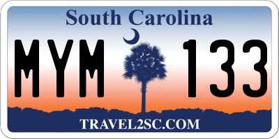 SC license plate MYM133