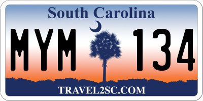 SC license plate MYM134
