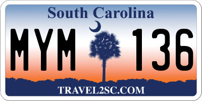 SC license plate MYM136