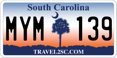 SC license plate MYM139