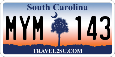 SC license plate MYM143