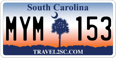 SC license plate MYM153