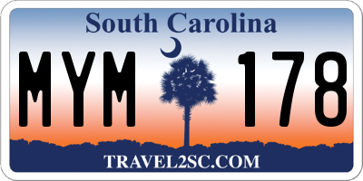 SC license plate MYM178