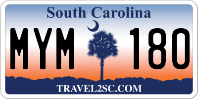 SC license plate MYM180