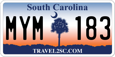 SC license plate MYM183