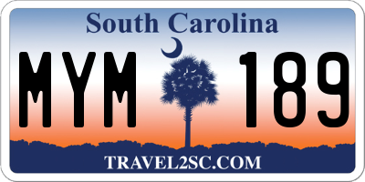 SC license plate MYM189