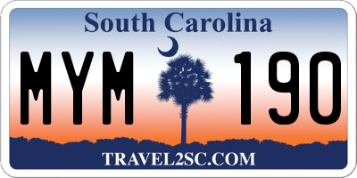 SC license plate MYM190