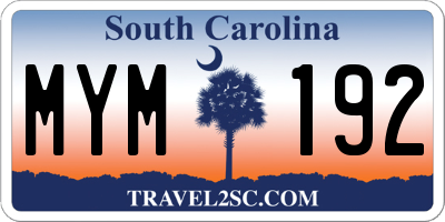 SC license plate MYM192
