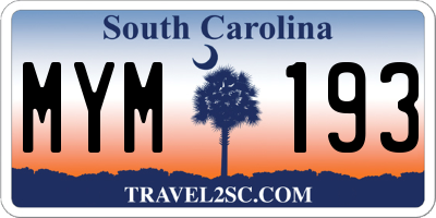 SC license plate MYM193