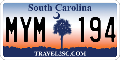 SC license plate MYM194