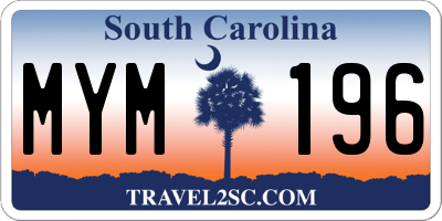SC license plate MYM196
