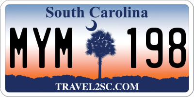 SC license plate MYM198