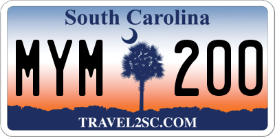 SC license plate MYM200