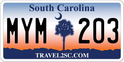 SC license plate MYM203