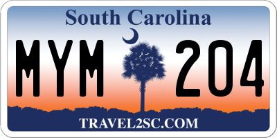 SC license plate MYM204