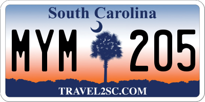 SC license plate MYM205