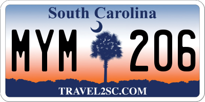 SC license plate MYM206