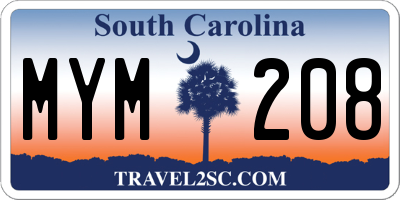 SC license plate MYM208