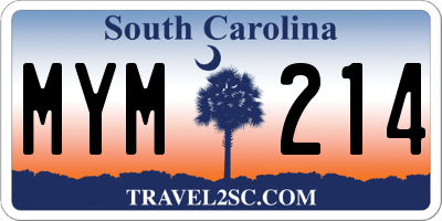 SC license plate MYM214