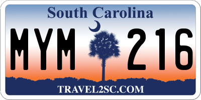 SC license plate MYM216