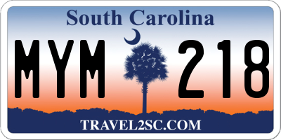 SC license plate MYM218