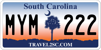 SC license plate MYM222