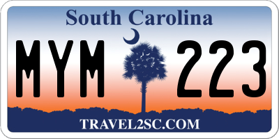 SC license plate MYM223
