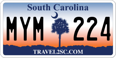SC license plate MYM224