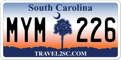 SC license plate MYM226