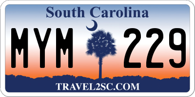 SC license plate MYM229