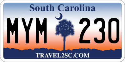 SC license plate MYM230