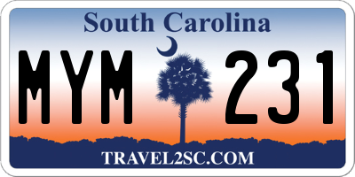 SC license plate MYM231
