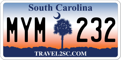 SC license plate MYM232