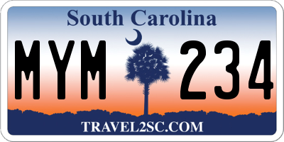 SC license plate MYM234
