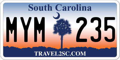 SC license plate MYM235