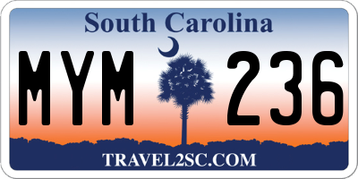SC license plate MYM236