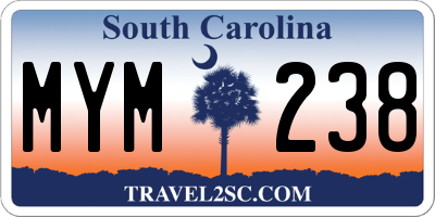 SC license plate MYM238